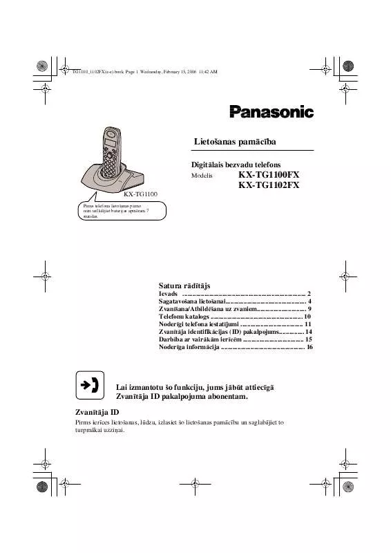Mode d'emploi PANASONIC KX-TG1100FX