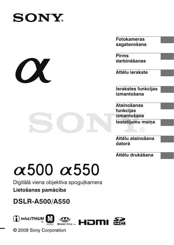 Mode d'emploi SONY DSLR-A500