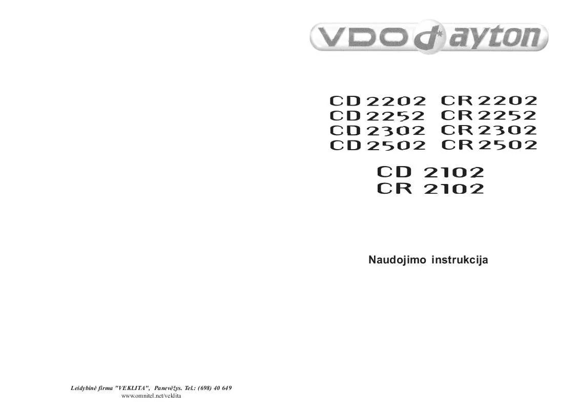 Mode d'emploi VDO DAYTON CD 2102