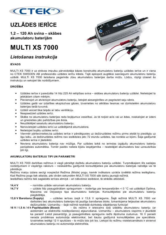 Mode d'emploi CTEK MULTI XS 7000