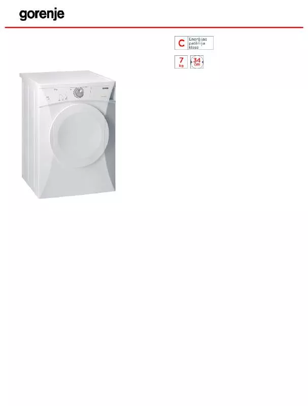 Mode d'emploi GORENJE D71112