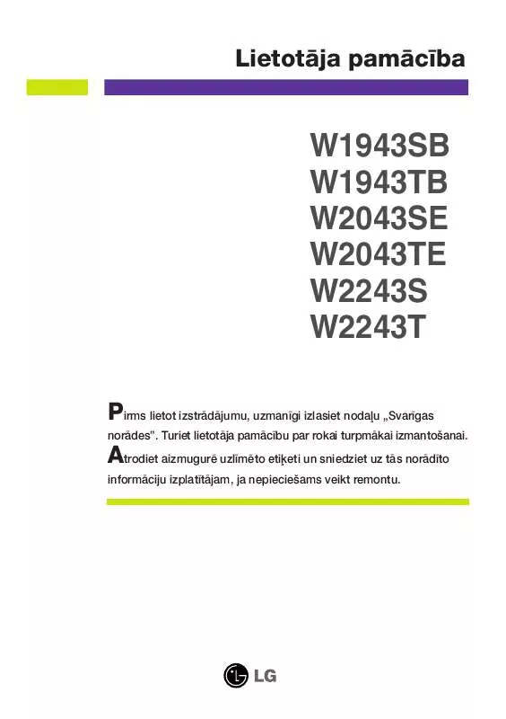 Mode d'emploi LG W1943SB