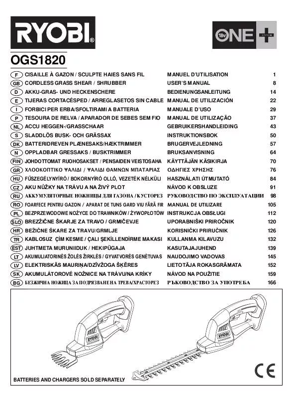 Mode d'emploi RYOBI OGS1820