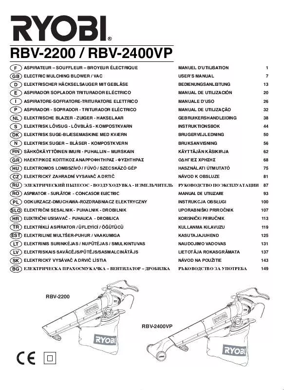 Mode d'emploi RYOBI RBV-2200